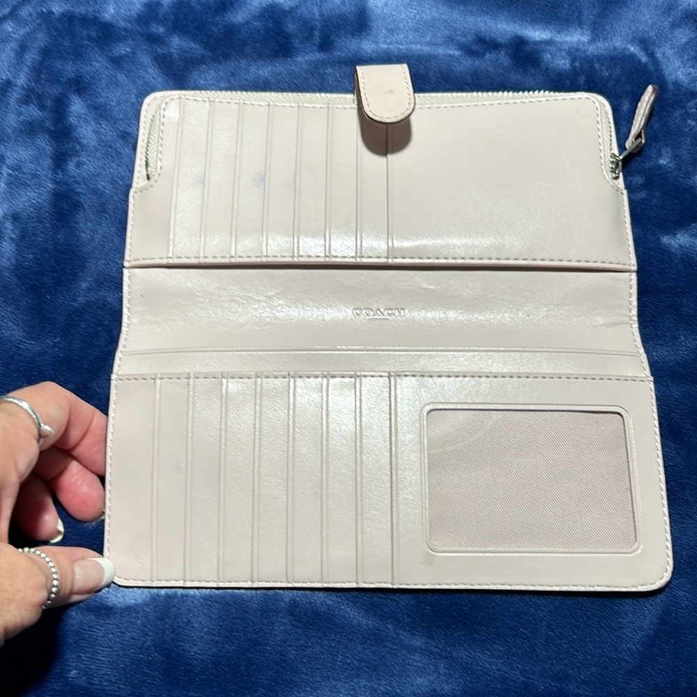 Coach Pink Leather Wallet with Silver Accents - Picture 3 of 5